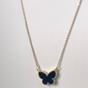 Gold Black Butterfly Necklace